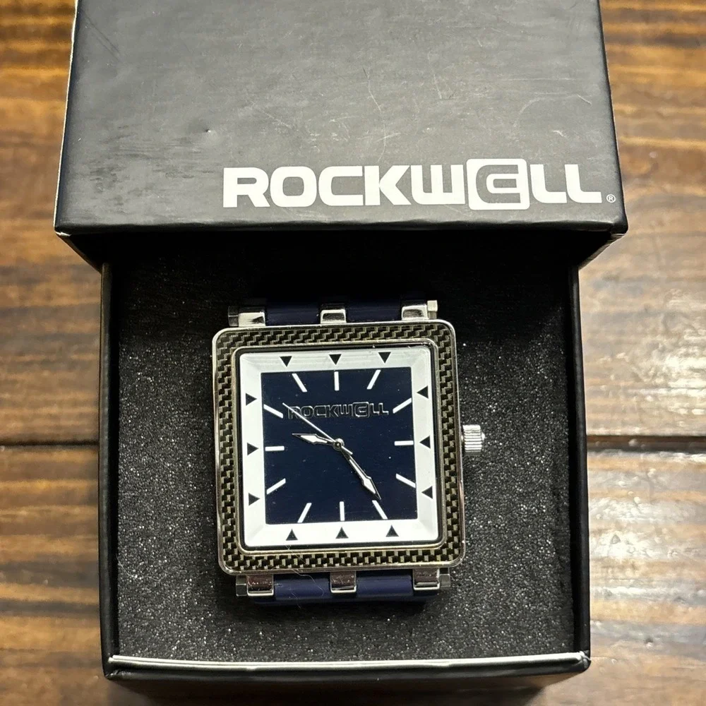 Rockwell The CF Fast and Light Watch Navy Blue Carbon Fiber Square Face 100M‎